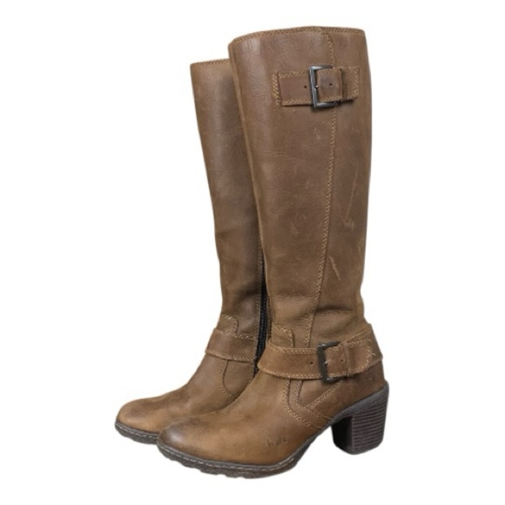BOC Brown Tall Leather Riding Boots Knee Boots Side Zip‎ Size 7.5